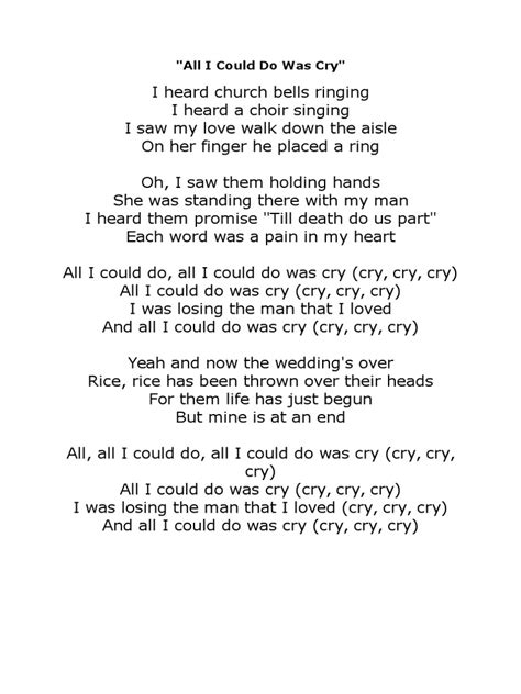 all i could was cry lyrics